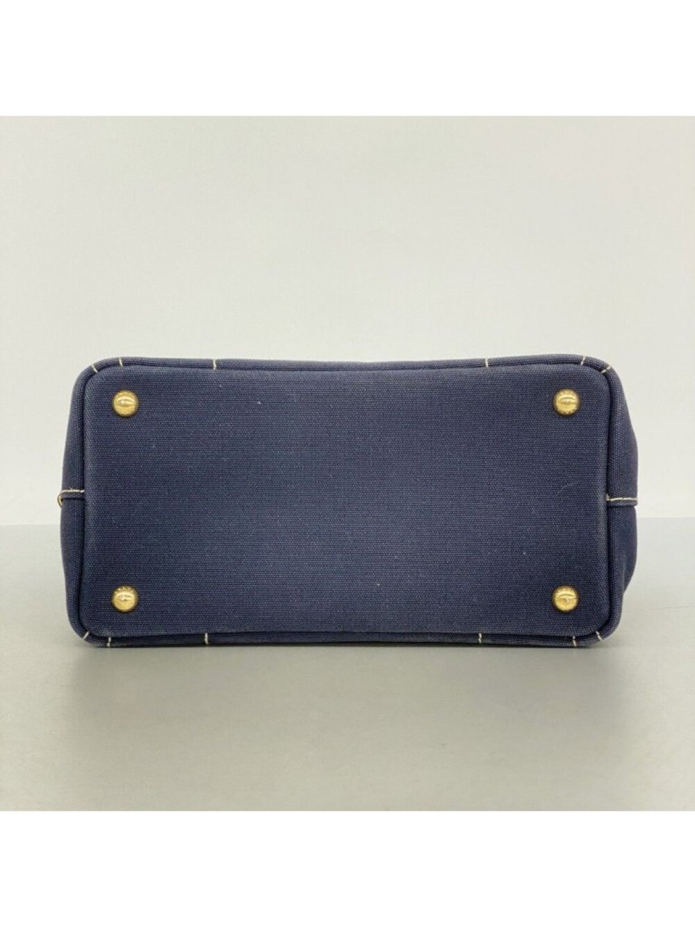 Prada Tote Canapa Canvas Navy Gold - Picture 3 of 10